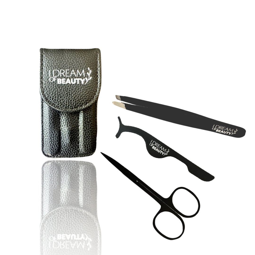 Stainless Steel Elegant Flat Tip Tweezer Brow & Eyelash Tool Kit