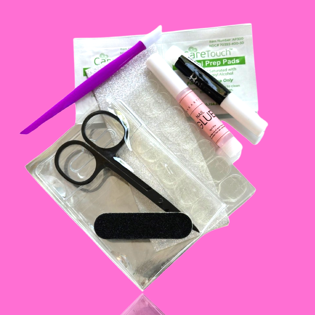 Pink Sparkle Matte Mix Almond Shape Medium Length Press-On Nail Kit
