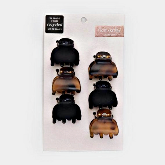 Kitsch Eco- Friendly X-Small Claw Clips 6 pc Set - Black & Tort