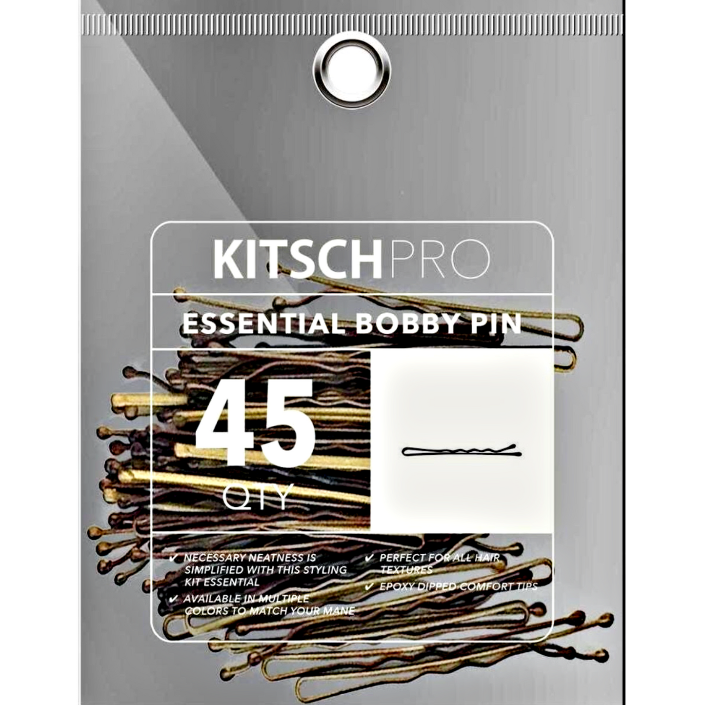 Kitsch Pro Essential Bobby Pins - 45 QTY Packs in Black, Blonde, Brown