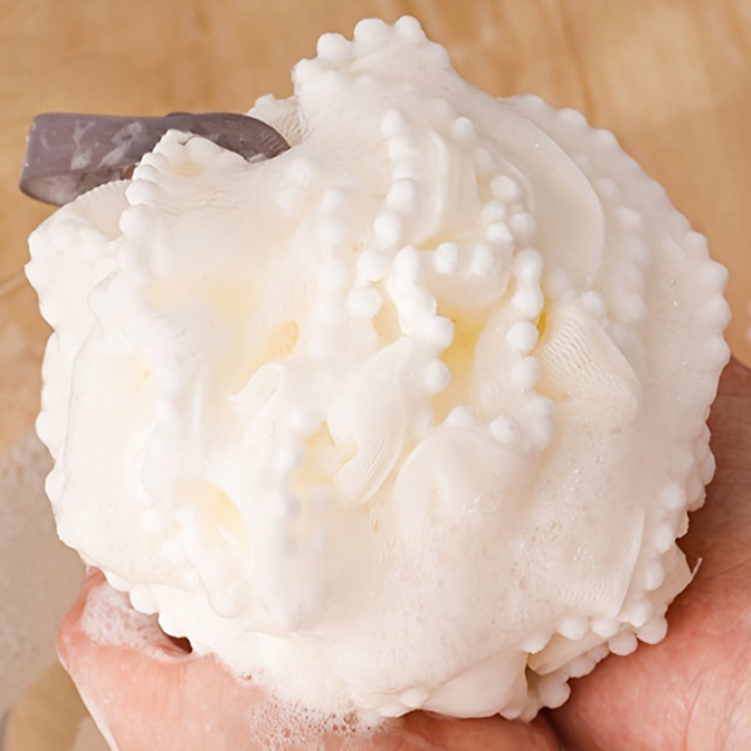 Elegant Cream White Soft PomPom Trim Foaming Puff