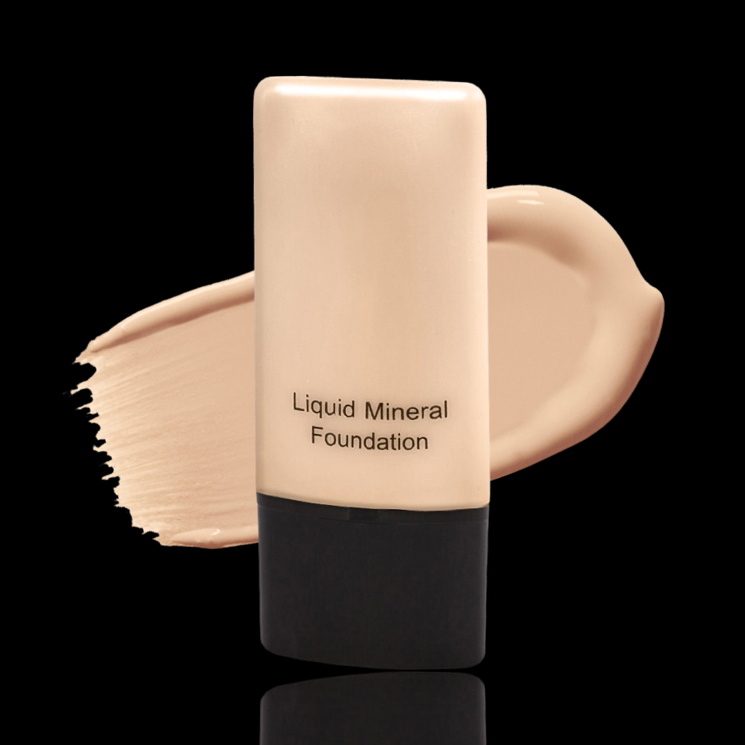 Liquid Mineral Foundation in a squeezable bottle. Available in a variety of skin tone shades. Light to Medium Skin Tone Shade - Delicate Beige, a perfect shade for Light to Medium skin tones.