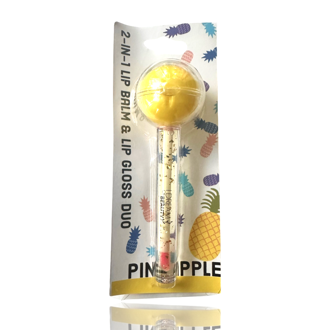 Lollipop Fruit Flavor (2-In-1) Lip Balm & Color Changing Lip Gloss Duo